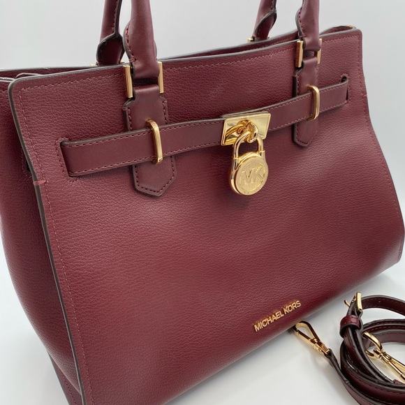 Michael Kors Maroon Satchel with Gold Accents - has little callouts - see photos